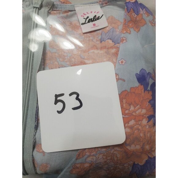 SELFIE LESLIE Women's Size Med. Cami Angel Sleeve Blue Tie Waist Wrap Dress - Picture 15 of 15